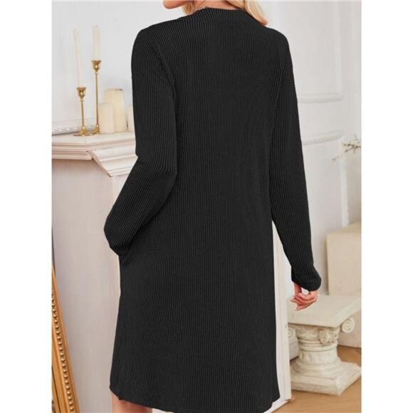 Casual Ribbed Knit Long Sleeve Dress - Picture 7 of 16